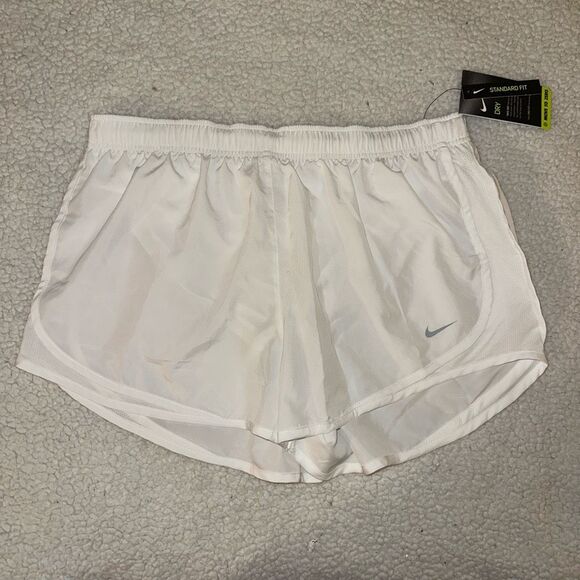 Nike Drifit XL Running Shorts Solid White Built in Liner Womens NWT - Picture 1 of 8